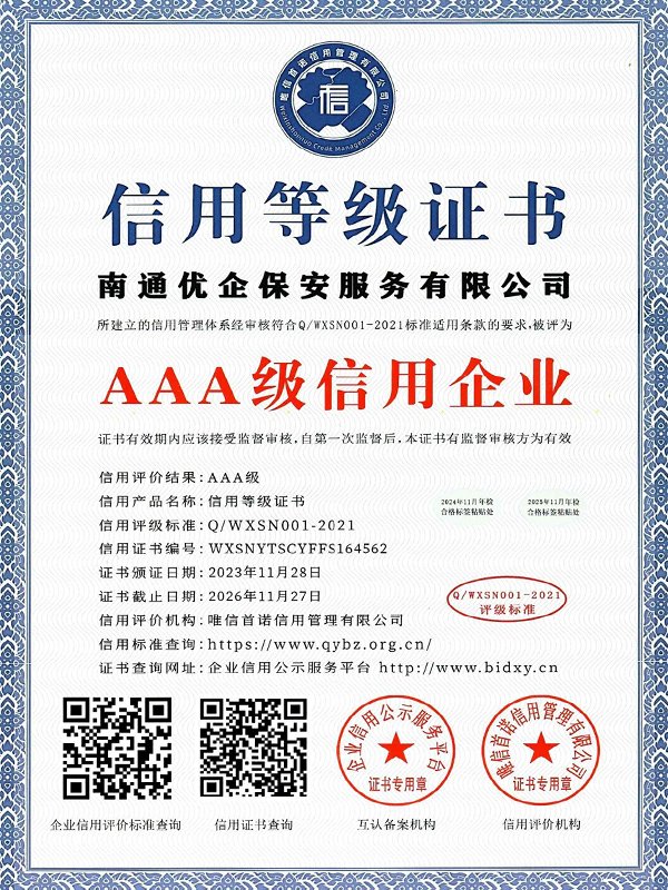 企业信用证书